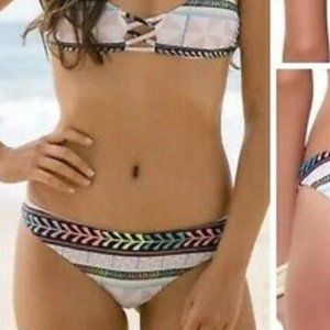 MARA HOFFMAN M NWT Lattice Pinwheel Stone Side Strap Bikini Bottom Swim